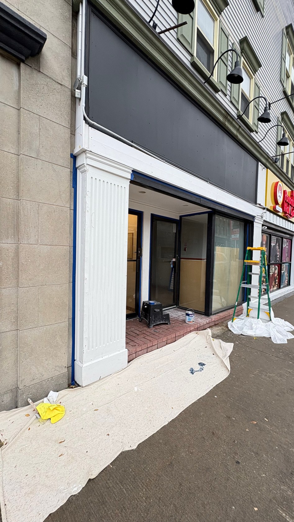 Storefront in primer before repaint